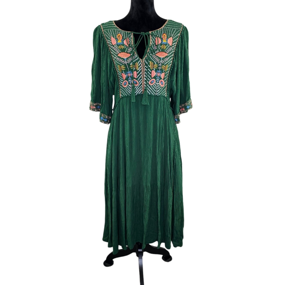 Wayward Francies Eshakti Floral sequin embroidery Rayon Crinkle empire dress